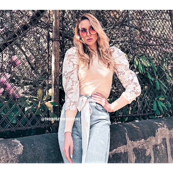 ZARA BLOGGER FAVE!!! Knit Top with Lace Sleeves NWT - Picture 5 of 16